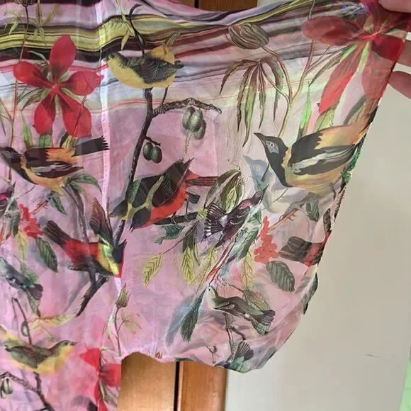 Cute colourful bird and flower tank with sheer overlay shirt - Picture 6 of 8